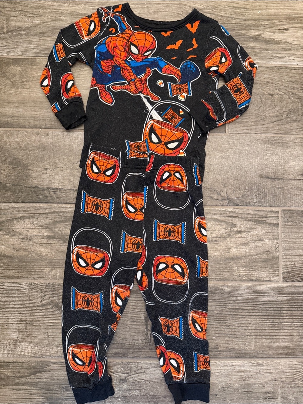Marvel Black and Orange Spider-Man Kids Footed One-Piece